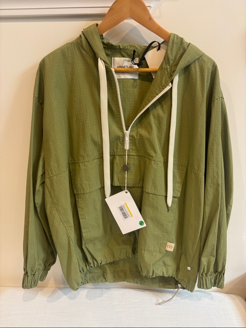 OttolAmor Olive Hooded Utility Pullover Jacket